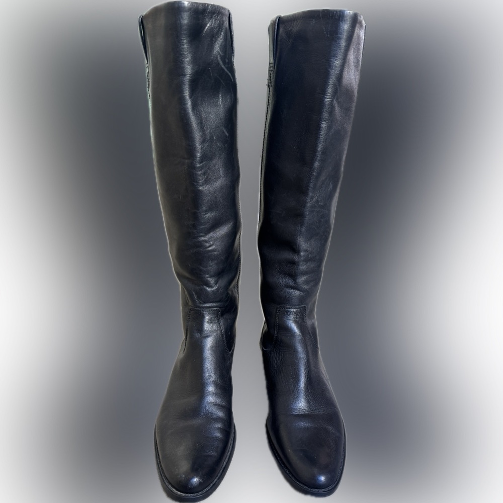 Calvin Klein Tamryn Black Leather to Knee Boots